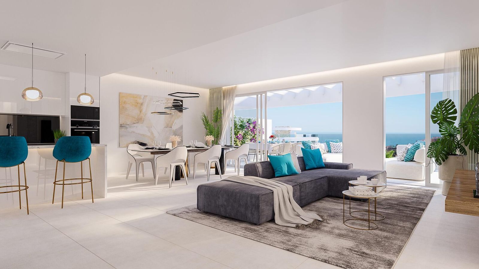 Modern appartement met uitzicht op zee en strak design